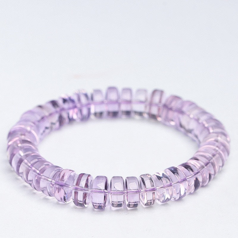 Natural Bolivian Amethyst Straight-Cut Disc Bead Bracelet