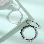 S925 Sterling Silver Braided Couple Bracelet, White Chalcedony Safety Buckle with Obsidian Bamboo‑Joint