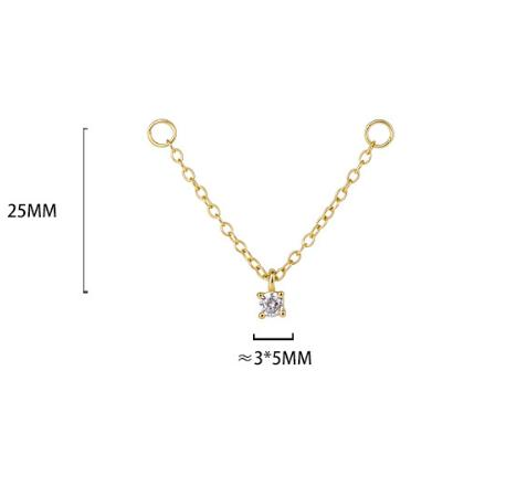 S925 Sterling Silver Chain Ear Bridge with Zirconia(Ear tips not included)