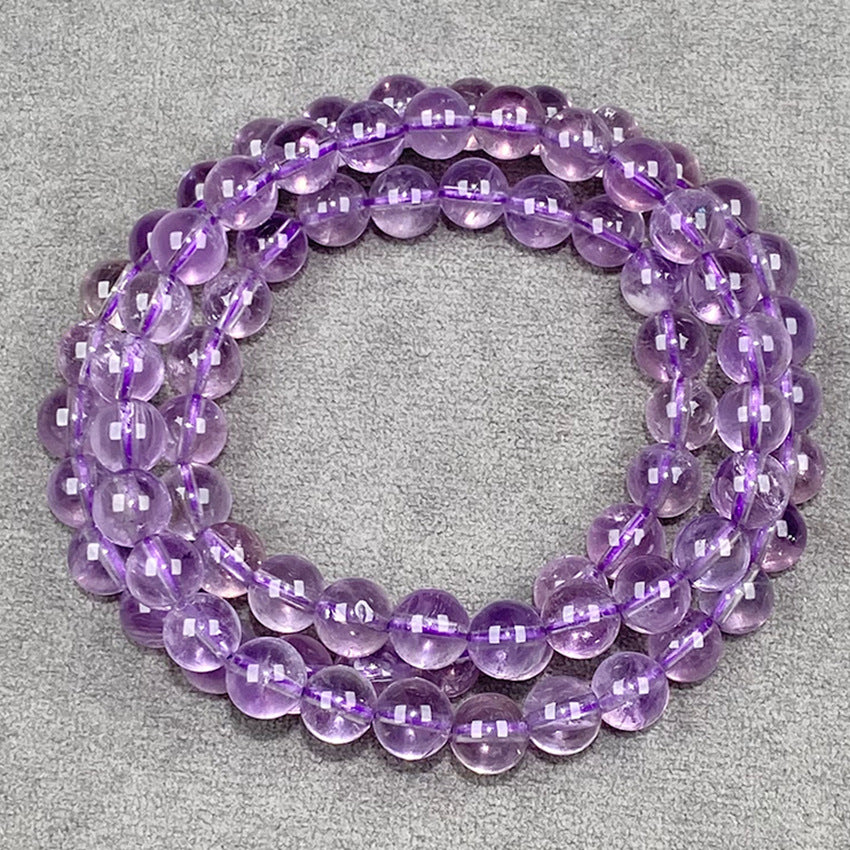 Natural Brazilian Amethyst Three-Wrap Bracelet