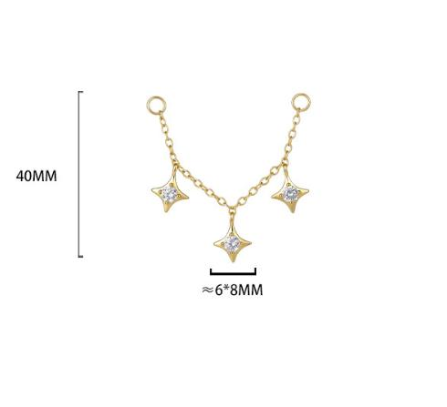 S925 Sterling Silver Chain Ear Bridge with Zirconia(Ear tips not included)