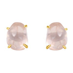 S925 Sterling Silver Gold-plated Irregular Natural Crystal Four-prong Earrings