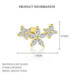 S925 Sterling Silver Flower Stud Earrings with Zirconia