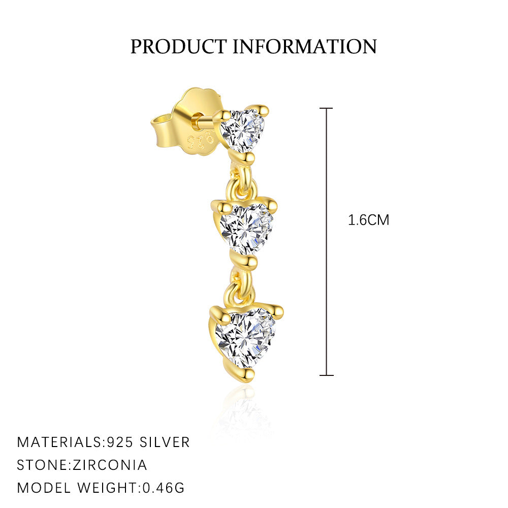S925 Sterling Silver Tassel and Zircon Stud Earrings(Single unit)