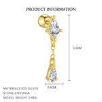 S925 Sterling Silver Zircon Round-Stud Earrings(Single unit)