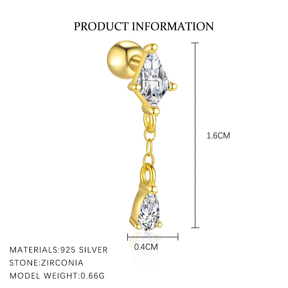 S925 Sterling Silver Zircon Round-Stud Earrings(Single unit)