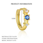 S925 Sterling Silver Blue Zircon Stud Earring Set(Single unit)