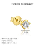 S925 Sterling Silver Stud Earrings with Colorful Zirconia(Single unit)
