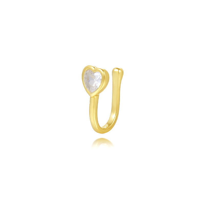 925 Sterling Silver Zircon U-Shaped Ear Cuff (Single unit)