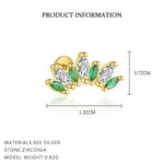 S925 Sterling Silver Stud Earrings with Green Zirconia(Single unit)