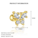 S925 Sterling Silver Geometric Zircon Stud Earrings