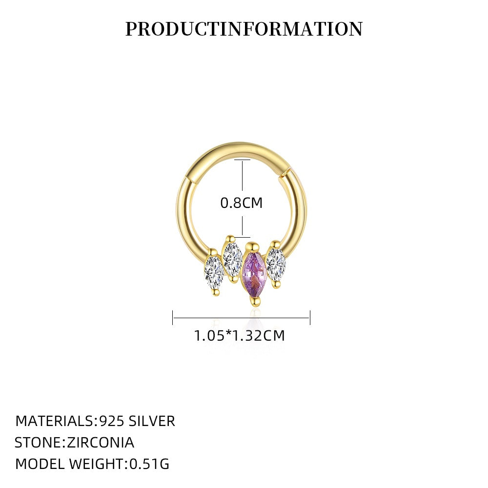 S925 Sterling Silver Purple Zircon Stud Earrings(Single unit)