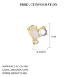S925 Sterling Silver Opal and Zircon Stud Earrings(Single unit)