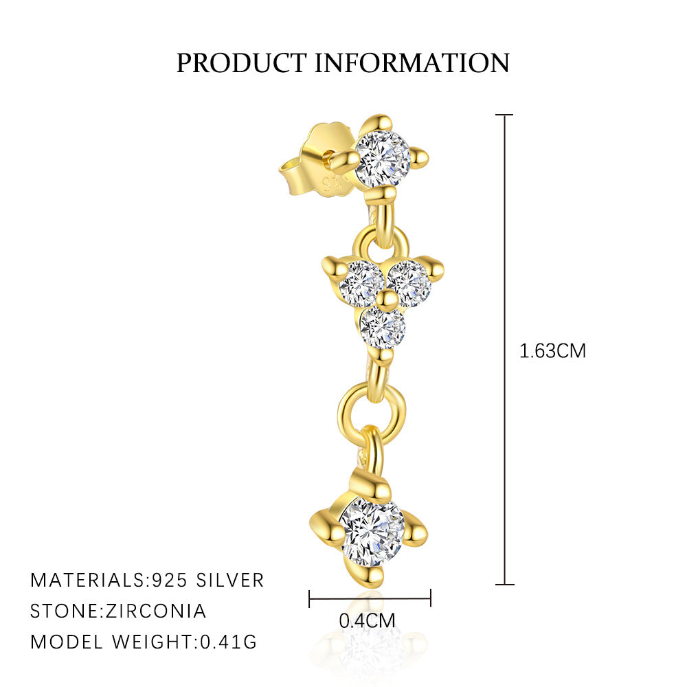 S925 Sterling Silver Zircon Stud Earrings(Single unit)