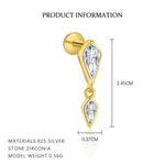 S925 sterling silver stud earrings with cubic zirconia(Single unit)