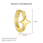 S925 Sterling Silver Star Stud Earrings with Zirconia(A pair)