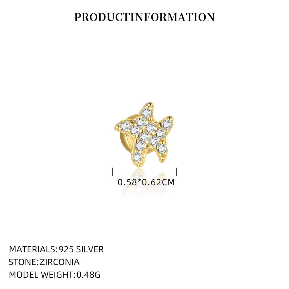 S925 Sterling Silver Zircon Stud Earrings(Single unit)