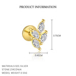 S925 Sterling Silver Teardrop-Shaped Stud Earrings with Zirconia(Single unit)