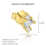 S925 Sterling Silver Geometric Stud Earrings with Sparkling Zirconia(Single unit)