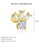S925 Sterling Silver Zircon Stud Earrings(A pair)