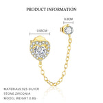 S925 Sterling Silver Heart-Shaped Stud Earrings with Zirconia(A pair)