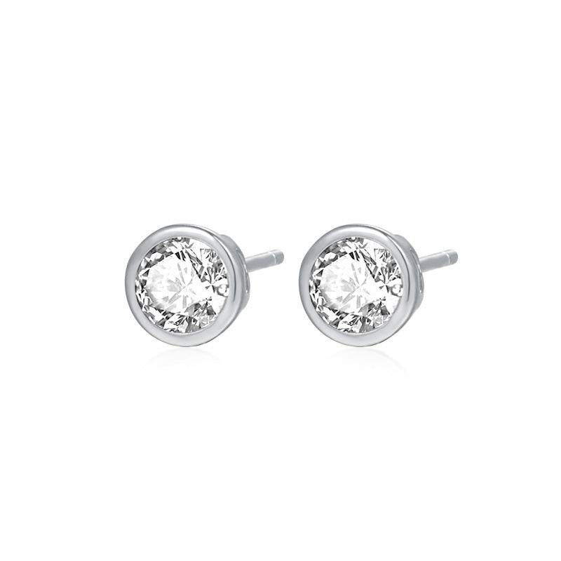 S925 sterling silver small stud earrings with zircon