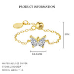 S925 Sterling Silver Chain Ring with Zirconia