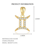 S925 Sterling Silver Zircon Zodiac Pendant