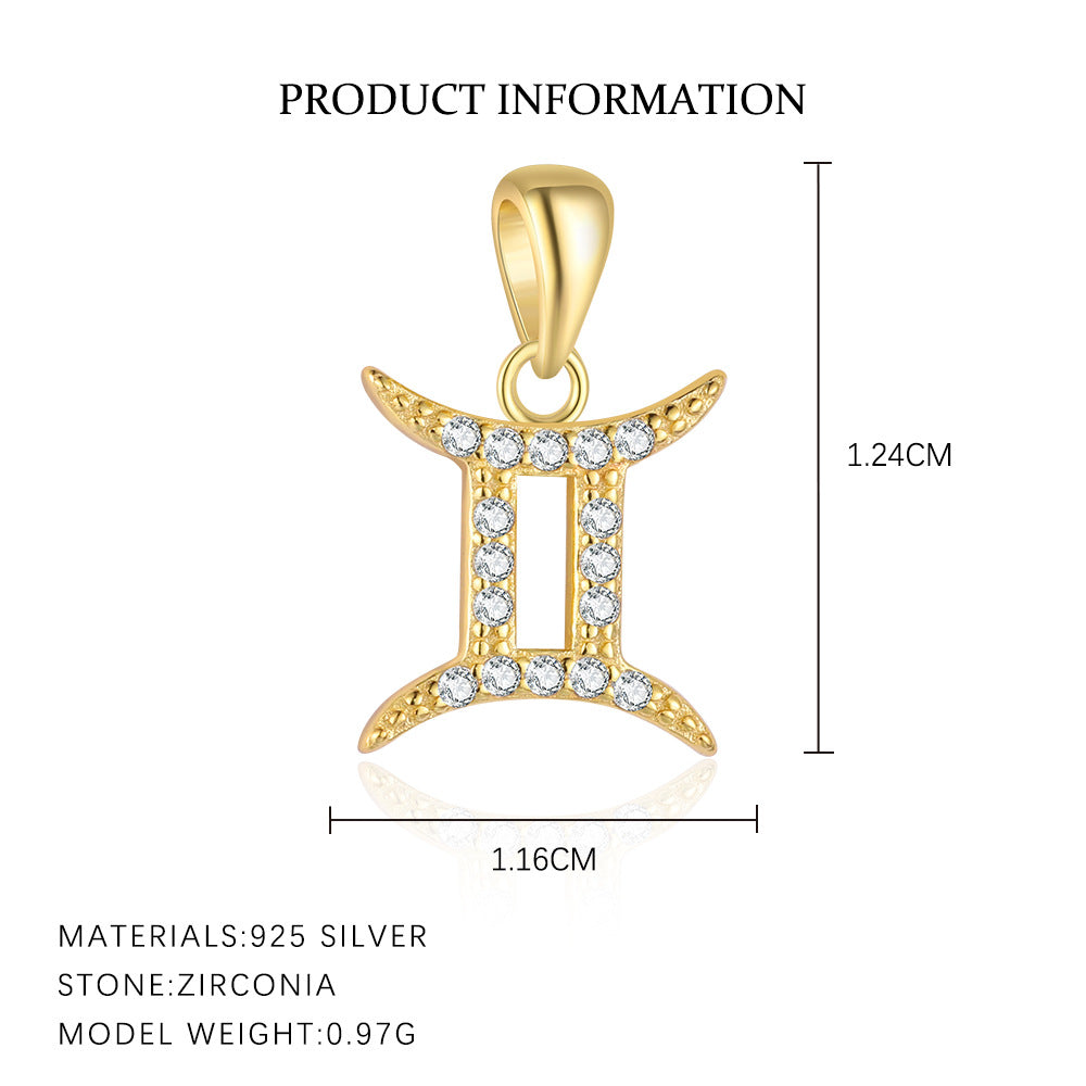 S925 Sterling Silver Zircon Zodiac Pendant