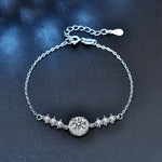 925 Sterling Silver Round Bag with Starry Sky Moissanite Bracelet