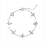 S925 Silver Moissanite Five-Flower Bracelet