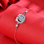 925 Sterling Silver Moissanite Tiger Red String Bracelet