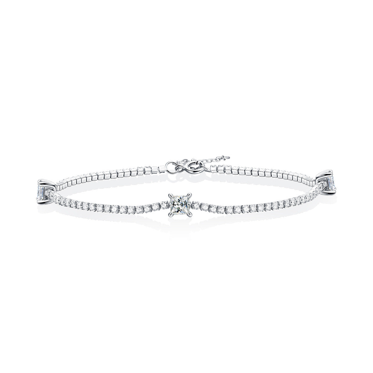 S925 Silver Square Moissanite Bracelet
