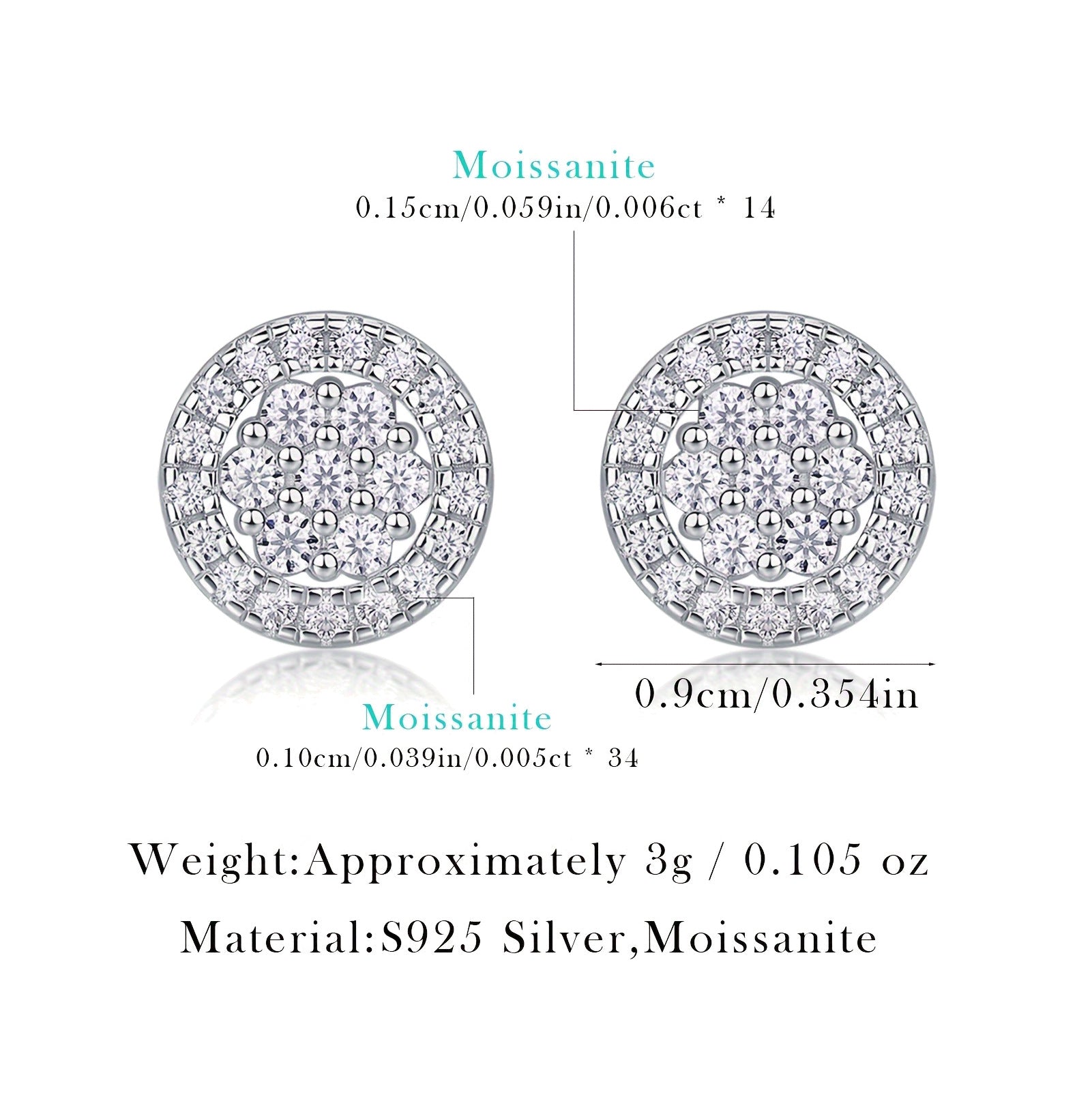 S925 Silver Square Moissanite "Chanel-Style" Stud Earrings