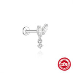 S925 Sterling Silver Moissanite Four-Petal Flower Stud Earring(Single unit)