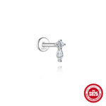 S925 Sterling Silver Hexagram Moissanite Threaded Cartilage Stud Earring(Single unit)