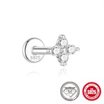 S925 Sterling Silver Petal Stud Earrings with Crushed Moissanite(Single unit)