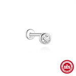 S925 Sterling Silver Moissanite Classic Bezel-Set Round Screw-Back Earrings(Single unit)