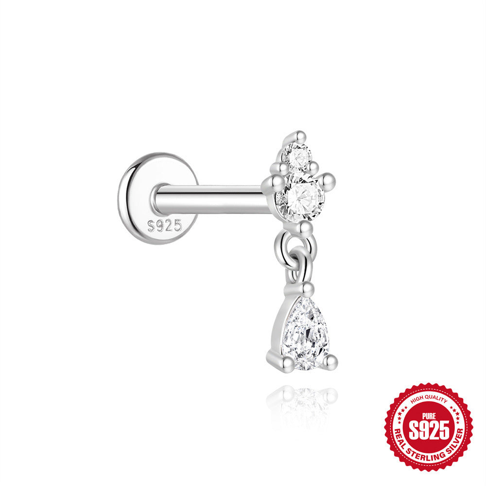 S925 Sterling Silver Moissanite Classic Bezel-Set Round Screw-Back Earrings(Single unit)
