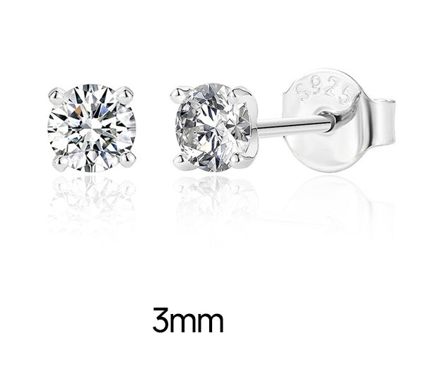 S925 Sterling Silver 0.5–1.2 Carat Four-Prong Ultra-Sparkling Moissanite Stud Earrings