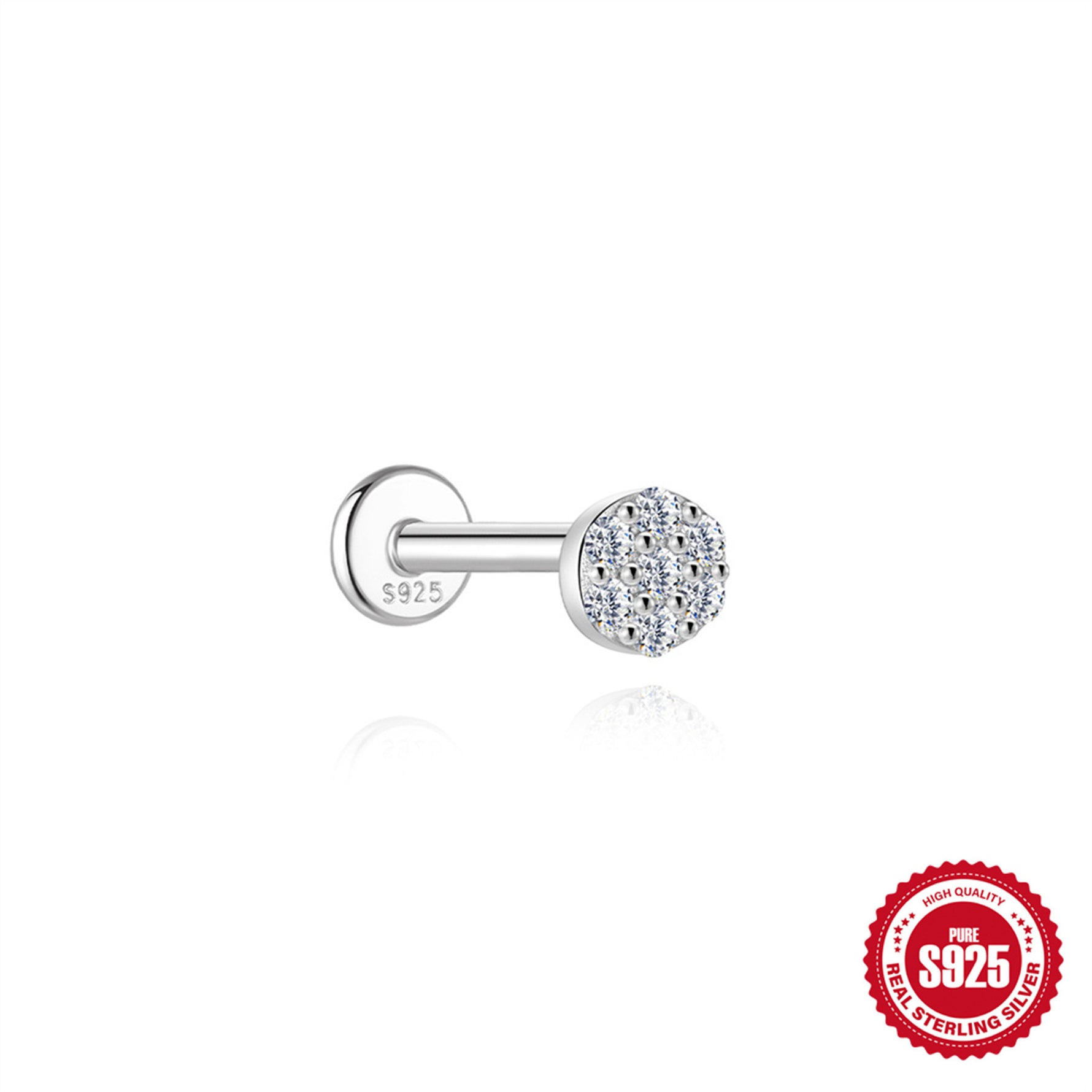 S925 Sterling Silver Moissanite Ear Stud(Single unit)
