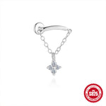 S925 Sterling Silver Moissanite Flat-Back Threaded Piercing Earring(Single unit)