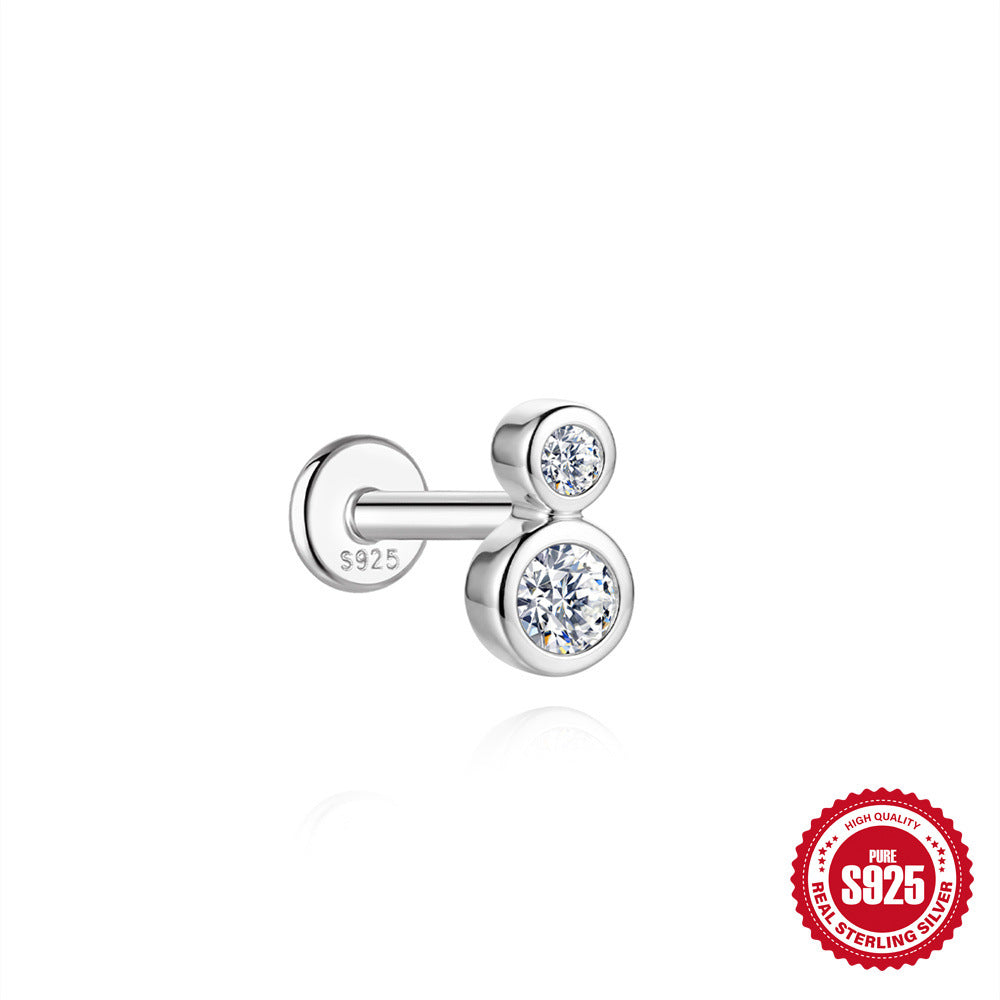 S925 Sterling Silver Moissanite Threaded Cartilage Stud(Single unit)