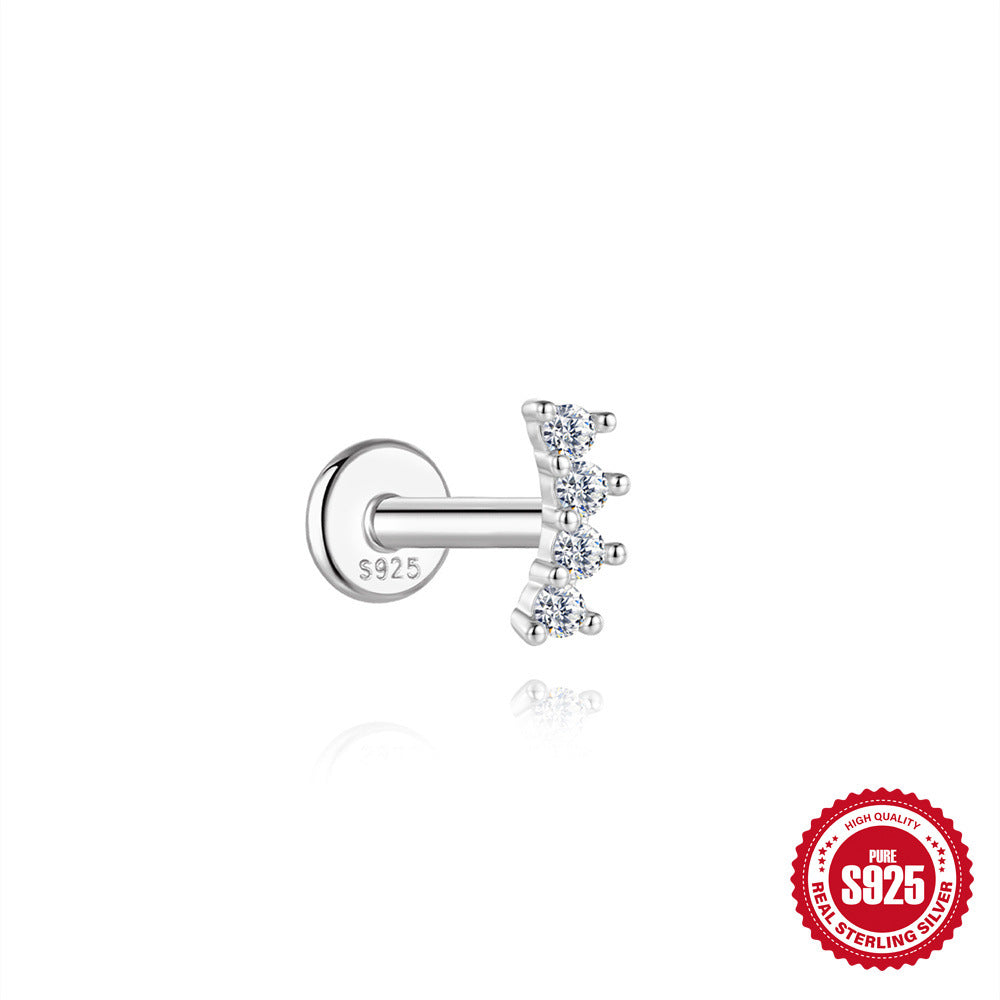 S925 Sterling Silver Moissanite Threaded Cartilage Stud(Single unit)