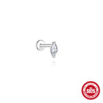 S925 Sterling Silver Moissanite Cartilage Stud Earring with Threaded Post(Single unit)