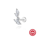 S925 Sterling Silver Moissanite Flat-Back Threaded Cartilage Stud(Single unit)