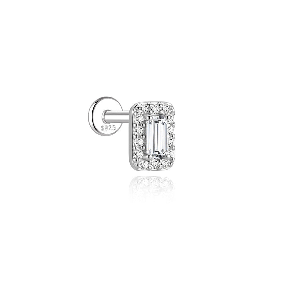 Authentic 925 Sterling Silver Geometric Earrings with D-Color Moissanite(Single unit)
