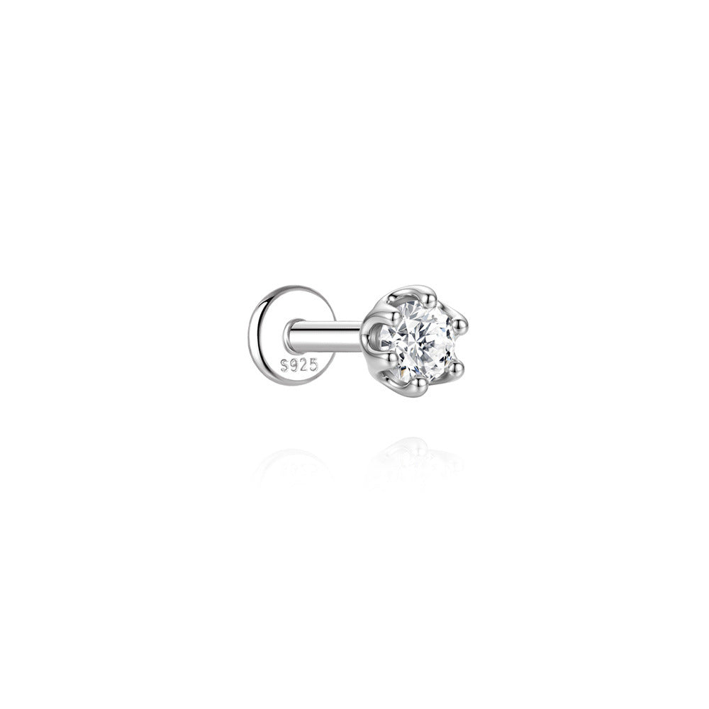Authentic 925 Sterling Silver Geometric Earrings with D-Color Moissanite(Single unit)