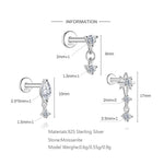 S925 Sterling Silver Moissanite 16G Cartilage Stud(Single unit)