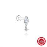 S925 Sterling Silver Moissanite 16G Cartilage Stud(Single unit)